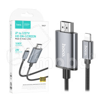 Кабель Lightning - HDMI Hoco UA27 (1080р HD, оплетка нейлон, 2 м) Серый