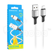 Кабель USB - Lightning (для iPhone) Borofone BX83 (2.4A, силикон, термостойкий) Белый