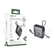 Внешний Аккумулятор (Power Bank) Acefast M23 10000 mAh (22.5W, PD, Type-C, встроенный кабель Type-C/Lightning, LED дисплей) Черный