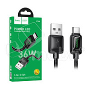 Кабель USB - Type-C Hoco U146 (3A, 36W, оплетка нейлон, 1.2 м) Черный