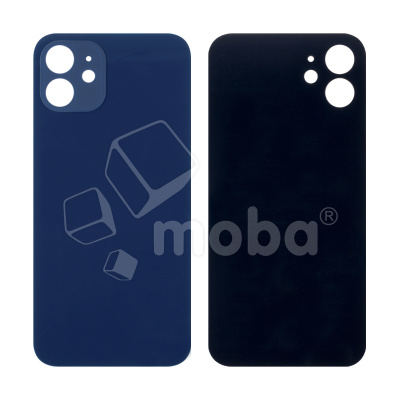 Задняя крышка для iPhone 12 (A2403) Синий (стекло, широкий вырез под камеру, логотип)